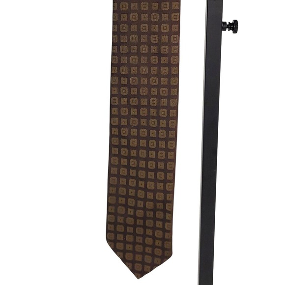 Vintage Phoenix Commodore Tie Mens Brown Geometric Trevira Vintage Austria